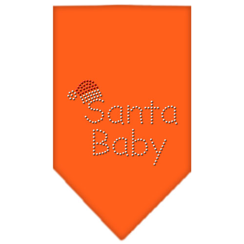 Santa Baby Rhinestone Bandana Orange Large